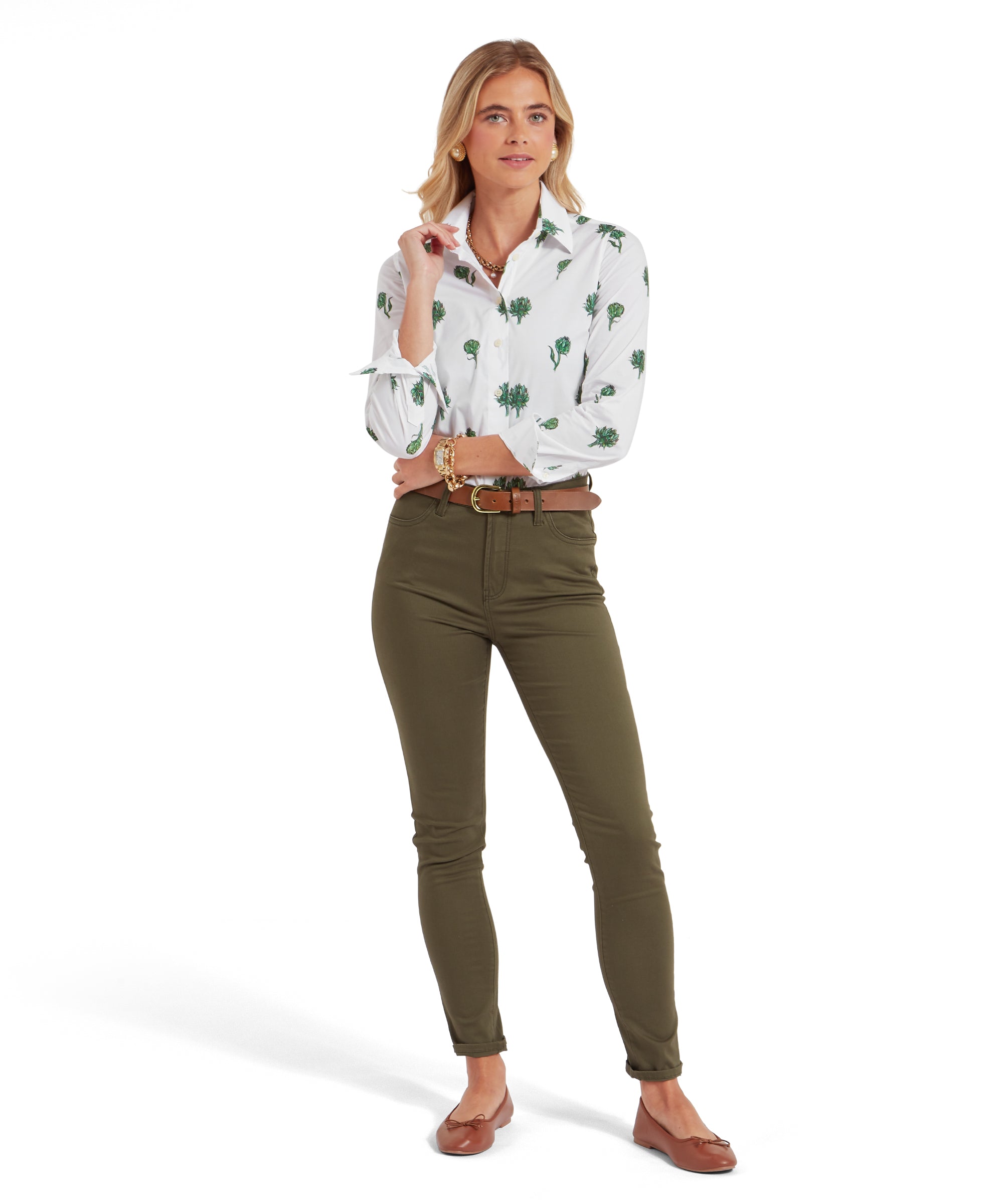 Women's Artichoke Print Shirt Green | Schffel Country Women's Artichoke Print Shirt Green | Schffel Country