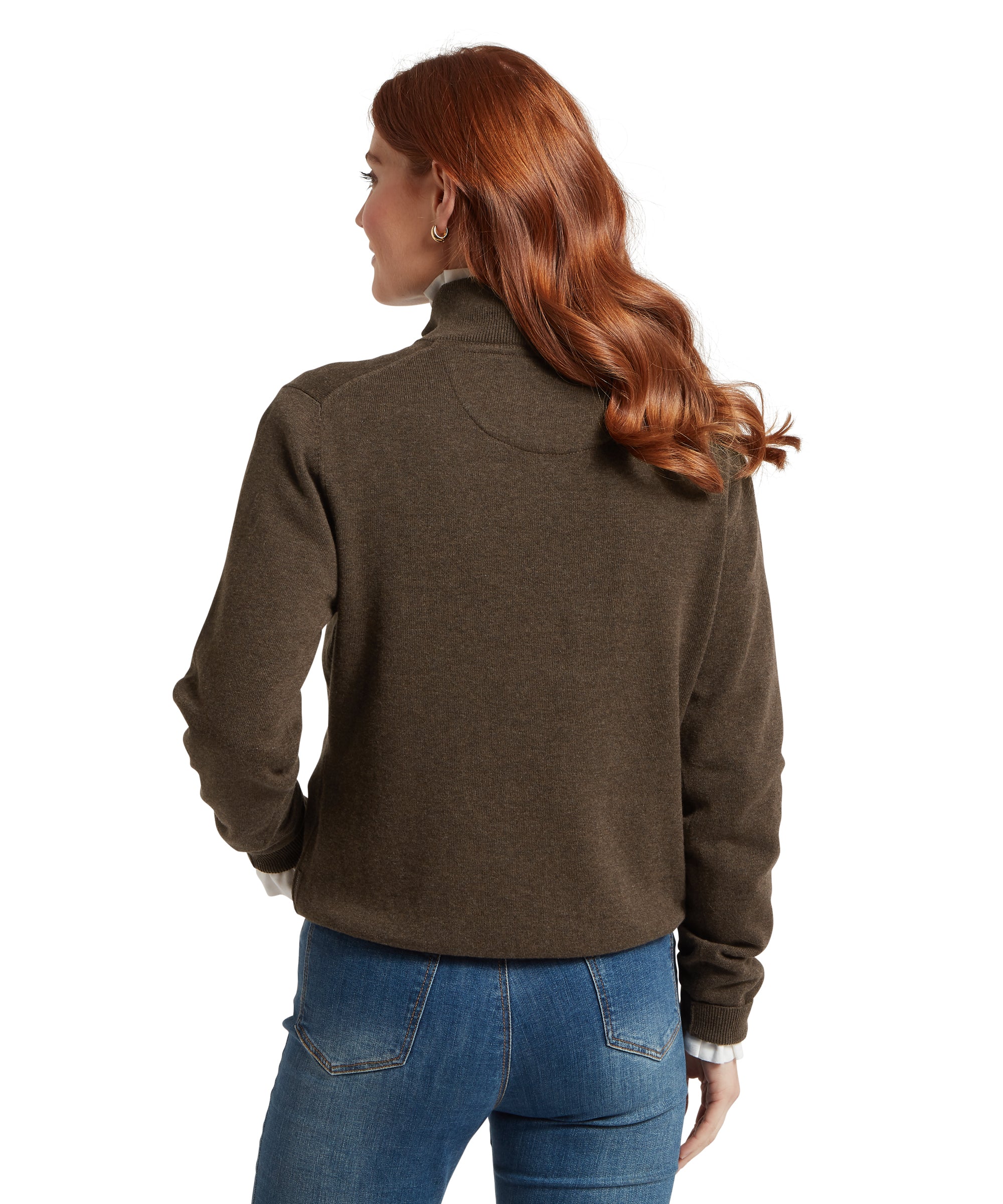 Polperro Pima Cotton Quarter Zip - Chocolate