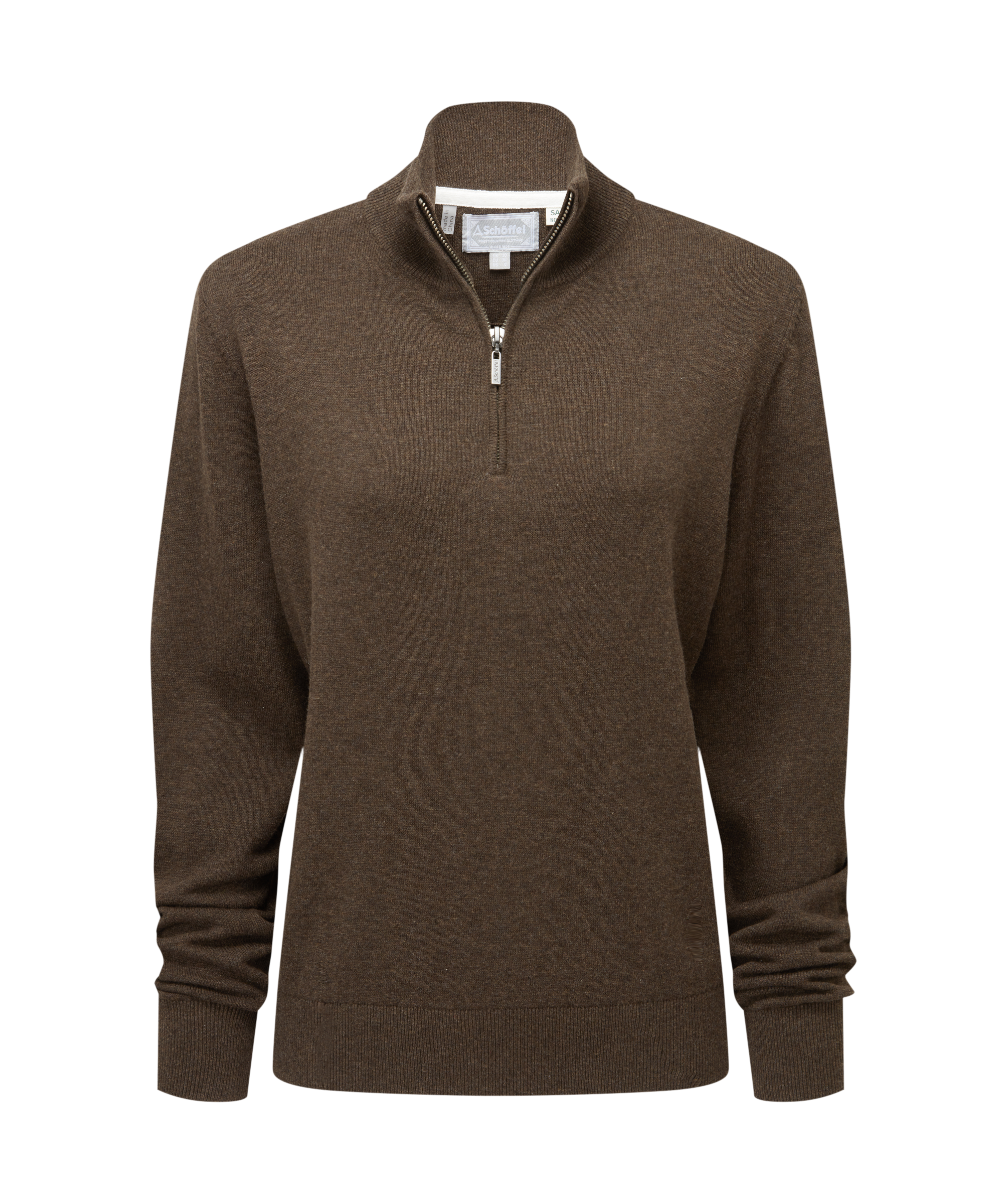Polperro Pima Cotton Quarter Zip - Chocolate