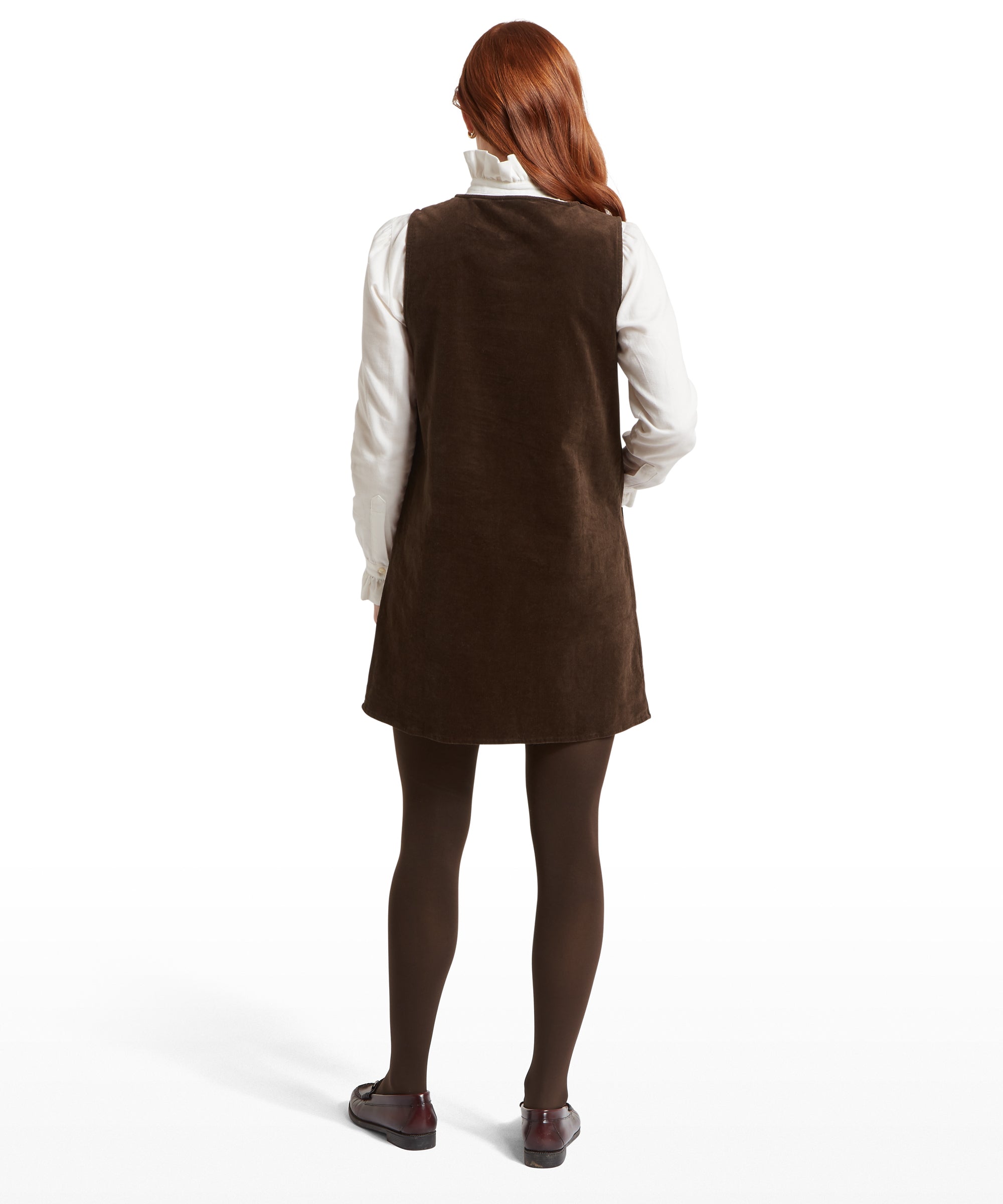 Sage Cord Pinafore Dress - Chocolate