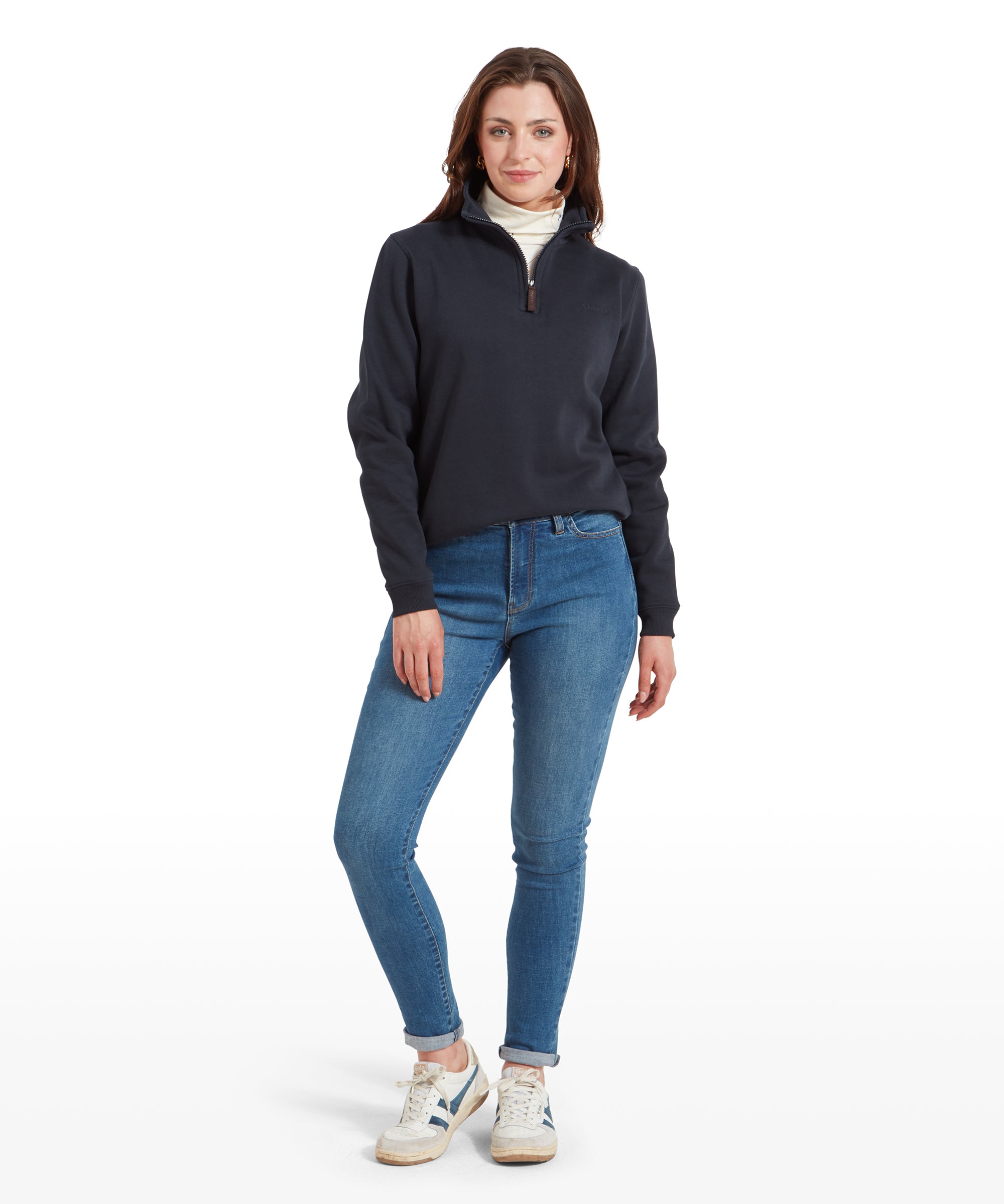 Samefar Women's Quarter Zip Fleece Pullover Sweatshirt - Loose Fit Tunic, Long Sleeve, With Pockets, Blue, Size M