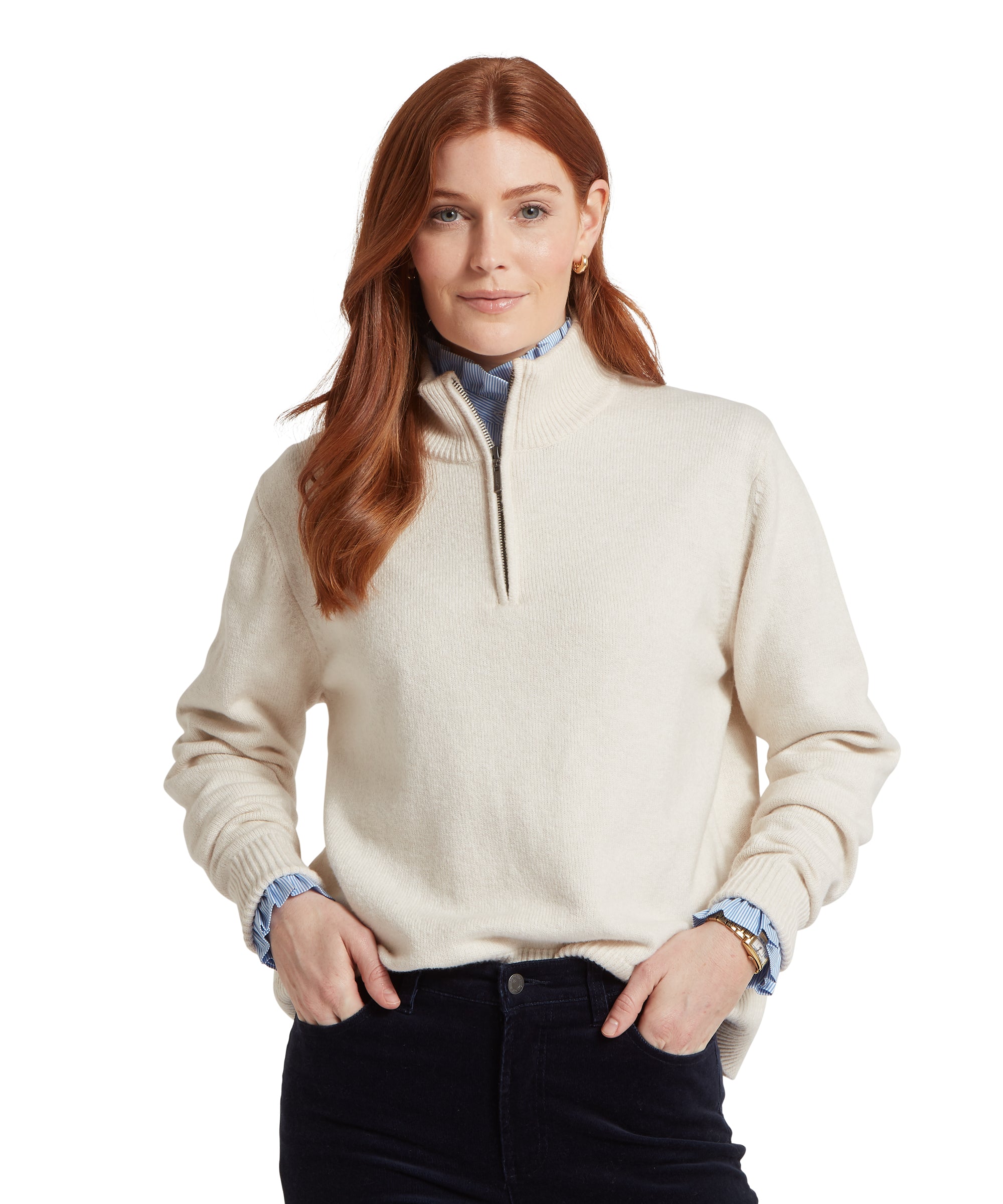 Thoralby Quarter Zip Jumper - Soft White