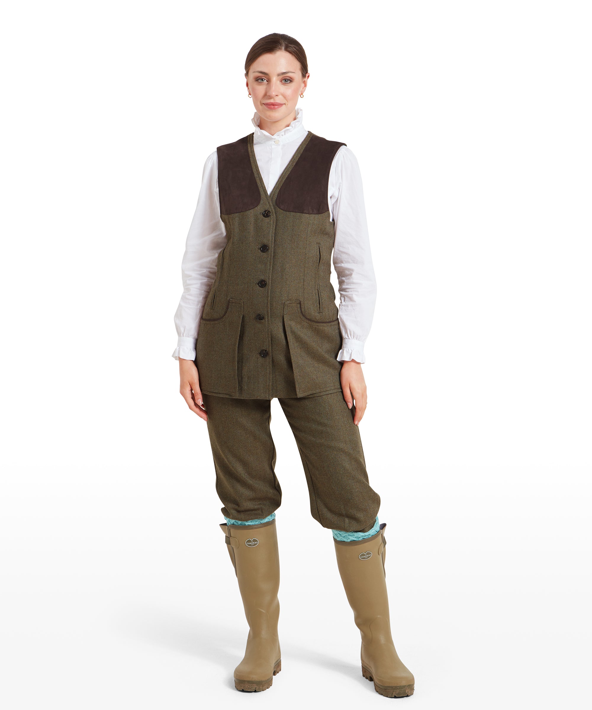 Shires Huntingdon Veste pour Femme Motif à Chevrons Vert Shires Huntingdon Veste pour Femme Motif à Chevrons Vert